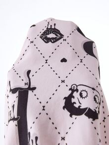 Lyckli Betty Boop x SHEIN Maternity Cartoon Print Split Hem T-Shirt And Adjustable Waist Fitted Leggings 2 Pieces Set - Pink - View 9