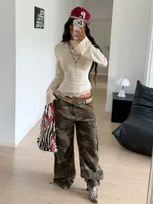 SHEIN Unity Elegant Street Wear Everyday Date Night Lace Patchwork Asymmetrical Hem Design Cinched Waist Beige Flare Long Sleeve T-Shirt Autumn - Apricot - View 6