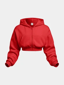 SHEIN Girlism 兒童青少年女孩休閒針織極簡風連帽衛衣與運動長褲套裝 - 紅色 - 查看 3