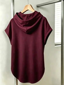 Franclia Plus Size Summer Casual Solid Color Hooded T-Shirt - Multicolor - View 5