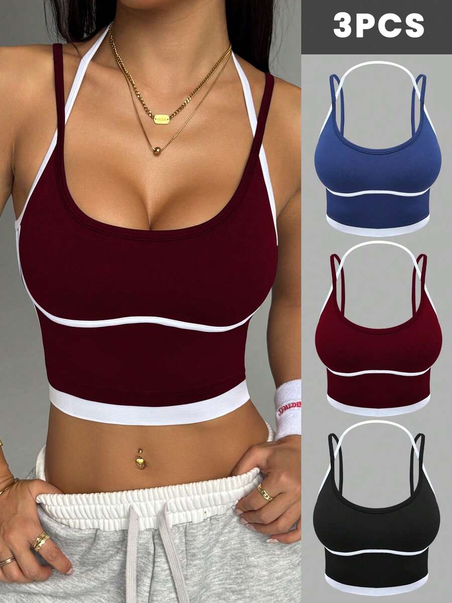 SHEIN Velisys 簡約時尚休閒日常健身女款運動背心 - 彩色 - 查看 1