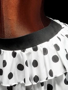 Amplova Women's Polka Dot Bra & Skirt 2 Pieces Set Halloween - Black and White - View 6
