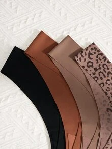SHEIN 4pcs Women's Seamless Solid Color Mid-Waist Thongs - Multicolor - View 4