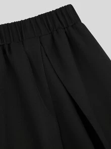 Sweetra Plus Size Punk Studded Patchwork Webbing A-Line Skirt - Black - View 4