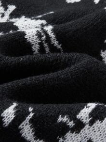 Manfinity Hypemode Men's Plus Size Eye Pattern Crew Neck Long Sleeve Casual Sweater - Black - View 6