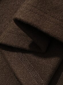 DAZY Fall/ V-Neck Sleeveless Dark Brown Side Belt Metal Buckle Decor Layered Loose Casual Commute Office Business Women's Wool Vest Winter - Brown - View 9