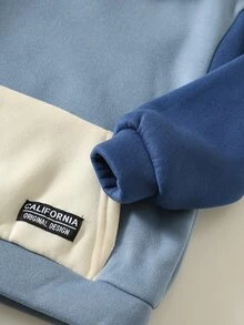 SHEIN 2pcs Baby Boy Autumn/Winter Casual Knit Soft Round Neck Long Sleeve Pullover Sweatshirt & Pants Set, Color Block Outfit, Blue Set, Pullover Sweatshirt Set, Infant Set, Autumn/Winter Set - Multicolor - View 3