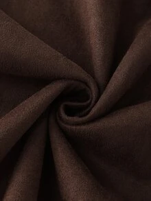 SHEIN Suede Velvet Fashion New Elegant Long Sleeve V-Neck Dress - Brown - View 6
