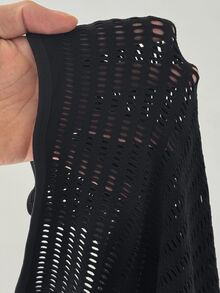 Whyspr Plus Size Women Solid Color Hollow Out Sexy Goth Casual Jumpsuit Halloween Rave Night Black Autumn Fall - Black - View 7