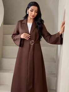 Veilorie Women's Elegant Commute Abaya - Brown - View 5