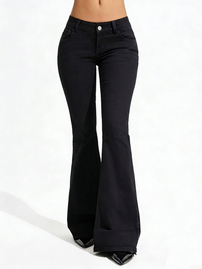 SHEIN Tall Jeans de mezclilla casuales y versátiles con pierna acampanada y bolsillos para mujer