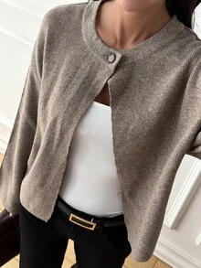 DAZY Women's Casual Versatile Cardigan, Autumn/Winter - Apricot - View 2