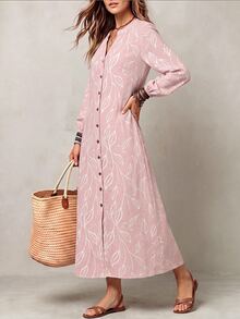 Glimmora Women's Autumn/Winter New Hot-Selling Line Leaf Floral Casual Versatile Long Dress - Multicolor - View 4