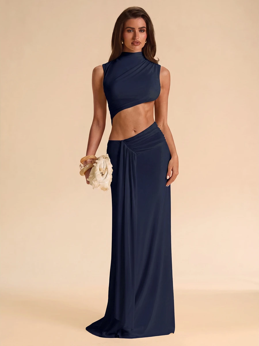 SHEIN BAE Spring/Summer Solid Brown Asymmetrical Cutout Waist & Back ...