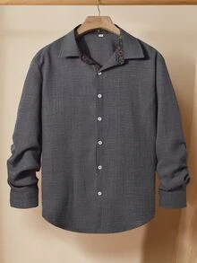 Manfinity Mode Men's Casual Versatile Grey Shirt, Autumn - Grey - View 3
