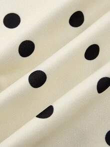 Olithes New Round Neck Polka Dot Drawstring Hem Sweatshirt - Apricot - View 5