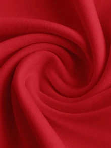 SHEIN Girlism 少女修身休閒圓領套頭上衣 喇叭袖百褶設計長袖T恤 - 紅色 - 查看 3