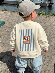 Young Boy Long Sleeve Crew Neck Sweatshirt With Cartoon Pattern, Suitable For Autumn/Winter - Multicolor - View 1