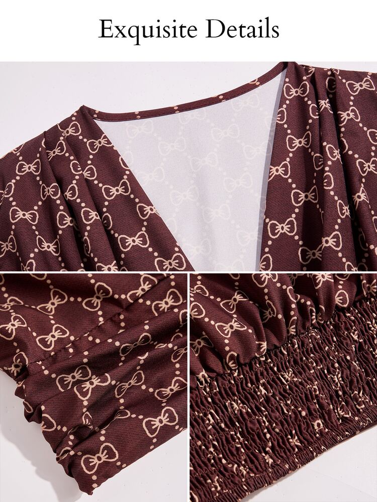 SOLERSUN Women's Elegant Chic Long Sleeve Office Dinner Blouse, Slim Fit, Casual Top, Workwear Essentials Burgundy Autumn - Coffee Brown - View 9