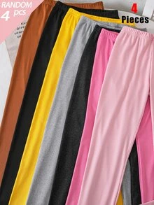 Girls' Simple Fashion Sweet Print Pattern 4pcs/Set Long Leggings - Multicolor - View 8