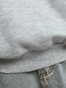 Lalippa New American Style Cold Shoulder Off-Shoulder Loose Long Sleeve Sweatshirt - Grey - View 4