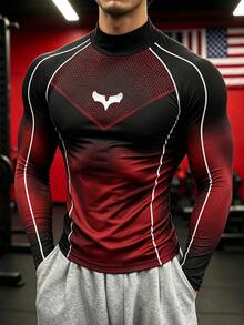 GymBeat Men's Contrast Color Raglan Long Sleeve Slim Fit Sports T-Shirt - Multicolor - View 1