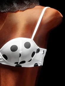 Amplova Women's Polka Dot Bra & Skirt 2 Pieces Set Halloween - Black and White - View 5