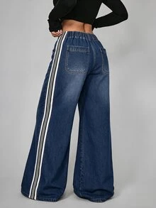 Jeanoix Plus Size Women's Casual Versatile Daily Wear Denim Jeans With Pockets - Blue - View 2