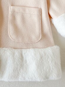 SHEIN 女嬰休閒時尚百搭復古優雅撞色外套夾克，適合秋冬日常穿著 - 白色 - 查看 9