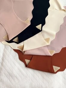 Napfluff Women's Solid Color Seamless Curved Edge Triangle Panties 5-Pack - Multicolor - View 4