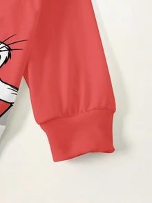 LOONEY TUNES X SHEIN Women's Colorblock Patchwork Cartoon Print Sweatshirt - White - View 4