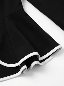 GlowEve Fall Clothes FOR WomenWomen's Elegant Commute Contrast Trim Waist-Cinching Blouse - Black - View 5