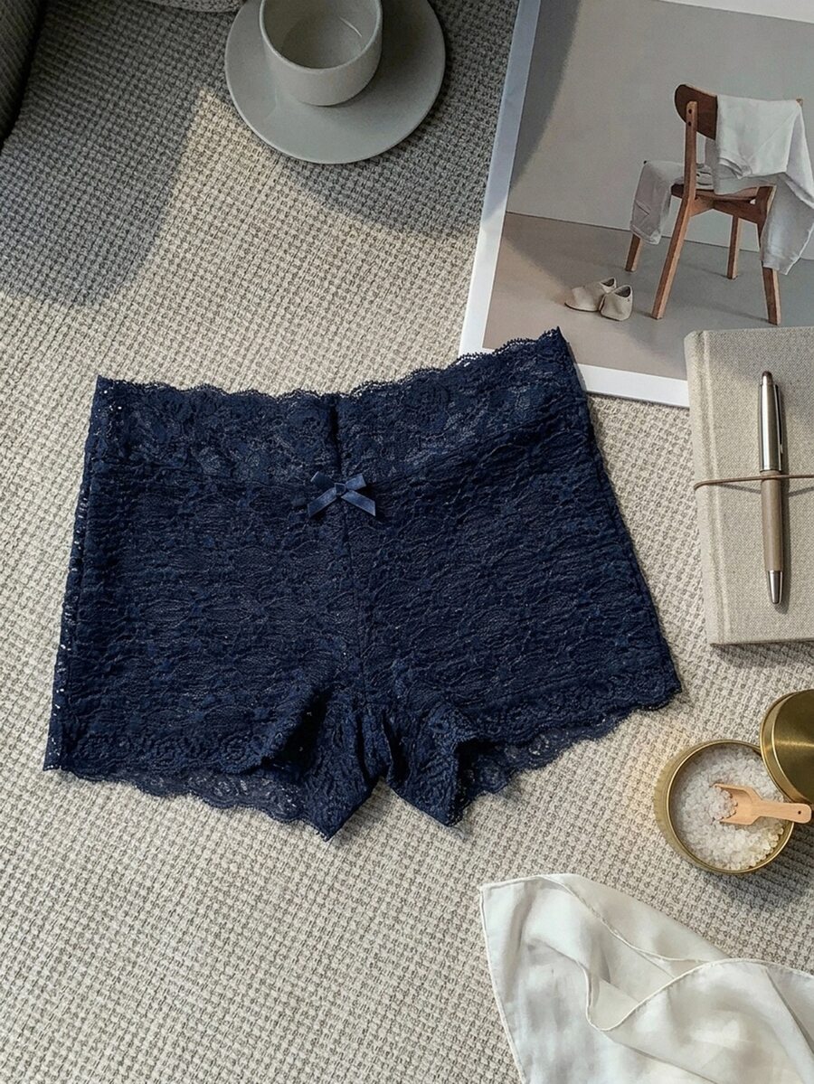 DAZY Sexy Sheer Lace Patchwork Fitted Women's Leggings - Navy Blue - View 1