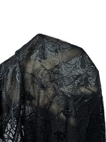 AltBold Halloween Spider Web Sheer Sexy Deep V-Neck Halter Cross Strap Dress With Sleeves 3-Piece Set - Black - View 6