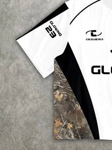Manfinity Roghcode Plus Size Men's Letter Print Casual Daily Short Sleeve T-Shirt - White - View 4