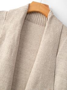 Wandoria Women's Autumn New Single Piece Lapel Hem Split Design Pocket Versatile Loose Regular Fit Solid Color Daily Commute Elegant High-End Knit Cardigan Top - Apricot - View 6