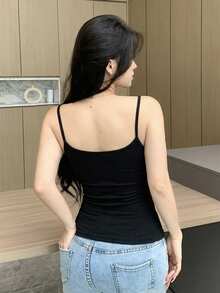 DAZY Padded Camisole Slim Fit All Season Base Layer - Black - View 2