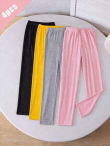 Girls' Simple Fashion Sweet Print Pattern 4pcs/Set Long Leggings - Multicolor - View 4