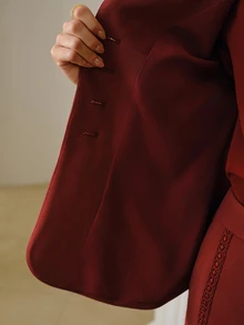 ZEYLAH Women's Single-Breasted Casual Commute Travel Long Sleeve Blazer - Burgundy - View 8