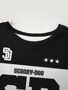 SCOOBY-DOO X SHEIN 大尺碼字母卡通印花休閒日常穿著T恤 - 白色 - 查看 4