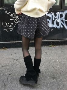 DAZY 純色彈性高腰緊身短版灰色夏季女款短褲 - 灰色 - 查看 5