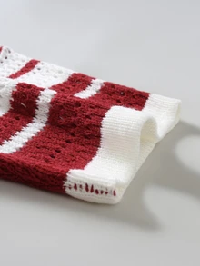 Manfinity Roughcore Men's Striped Crew Neck Short Sleeve Hollow Out Casual Knit Top - Red - View 4