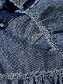 EMERY ROSE Áo khoác denim thời trang đường phố size lớn, cài cúc, gấu bèo nhún - Màu xanh lam - Xem 13