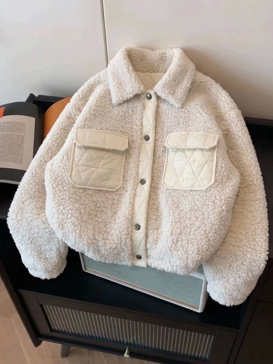 FRIFUL Middle-Aged And Elderly Women's Autumn/Winter Casual Matrix Versatile Warm Jacket Formal Party White - Apricot - View 1
