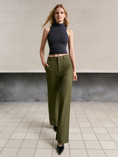 MOTF PREMIUM WOMEN'S SOLID COLOR SLIMMING STRAIGHT LEG SUIT PANTS