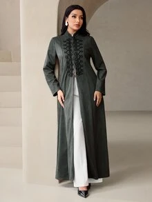 Veilorie Women's Elegant Applique Decorated Long Sleeve Abaya - Green - View 7