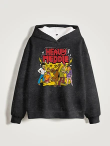 SCOOBY-DOO X SHEIN Women's Cartoon Print Hooded Sweatshirt - White - View 3