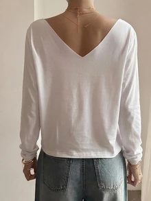 DAZY Letter Print Loose Long Sleeve Pullover Top Casual Streetwear Daily Spring Autumn Maternity T-Shirt - White - View 2