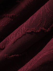 DAZY Solid Color Loose Lace Long Sleeve Off-Shoulder Umbrella Skirt Elegant Vacation Spring/Autumn Maternity Dress - Red - View 6