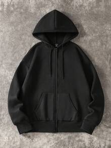Resyla Men Men's Solid Color Casual Daily Wear Hoodie - Black - View 3